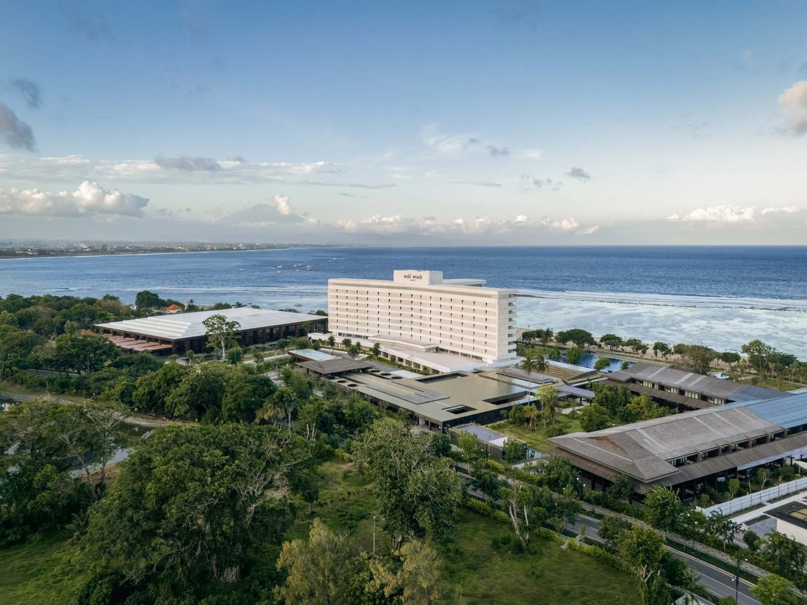 The Sanur beachfront complex aerial view